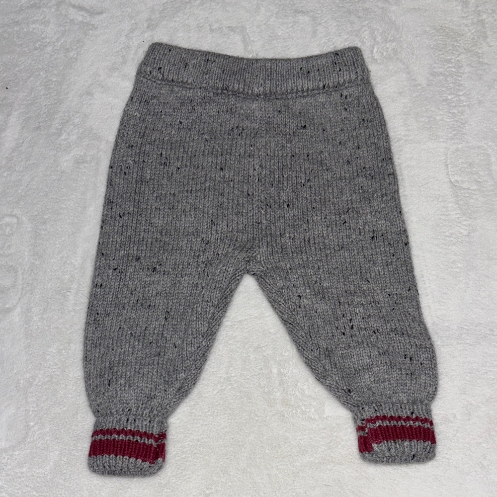 (3 for $10) Joe fresh 3-6 month Gray Knit Baby Pants with Red Trim